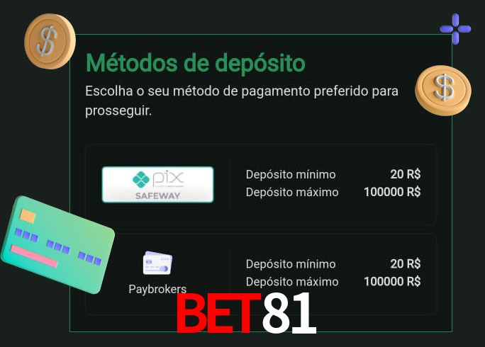 O cassino Bet81 oferece uma grande variedade de métodos de pagamento